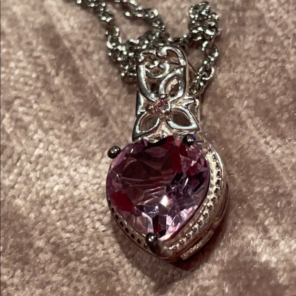 Heart Pendant Sterling Silver Pink Rose D France Amethyst NWTS